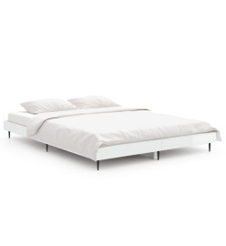 Cadre de lit blanc brillant 140x190 cm bois d'ingénierie