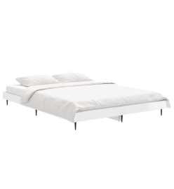 Cadre de lit blanc brillant 140x190 cm bois d'ingénierie