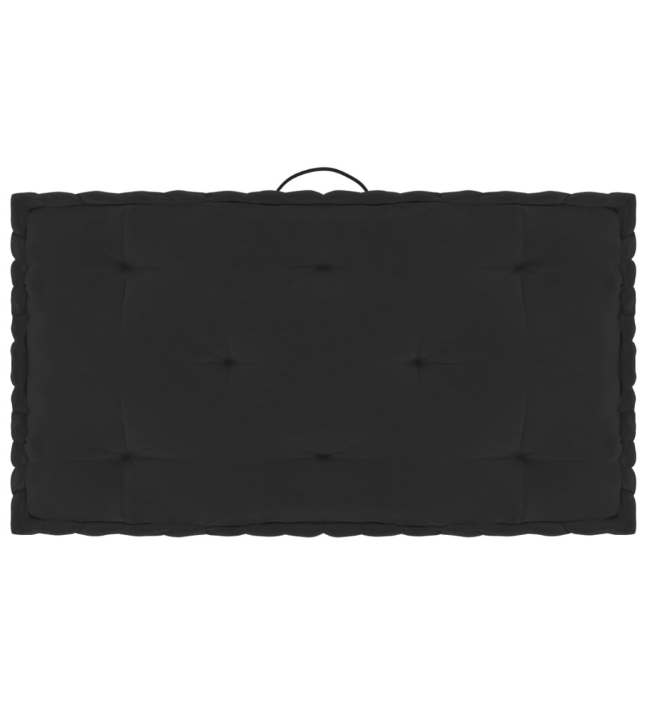 Coussin de plancher de palette Noir 73x40x7 cm Coton