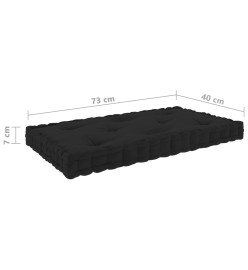 Coussin de plancher de palette Noir 73x40x7 cm Coton