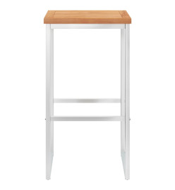 Chaises de bar lot de 2 bois de teck solide et acier inoxydable