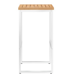 Chaises de bar lot de 2 bois de teck solide et acier inoxydable