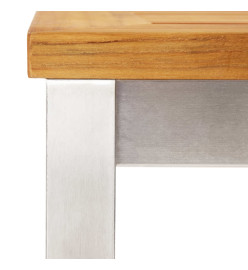 Chaises de bar lot de 2 bois de teck solide et acier inoxydable