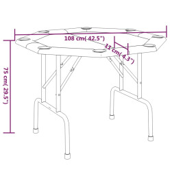 Table de poker pliable 8 joueurs Vert 108x108x75 cm