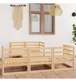 Salon de jardin 6 pcs bois de pin massif