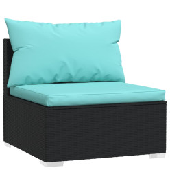 Salon de jardin 7 pcs avec coussins Résine tressée Noir