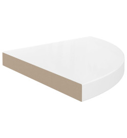 Étagères d'angle flottantes 4pcs blanc brillant 35x35x3,8cm MDF