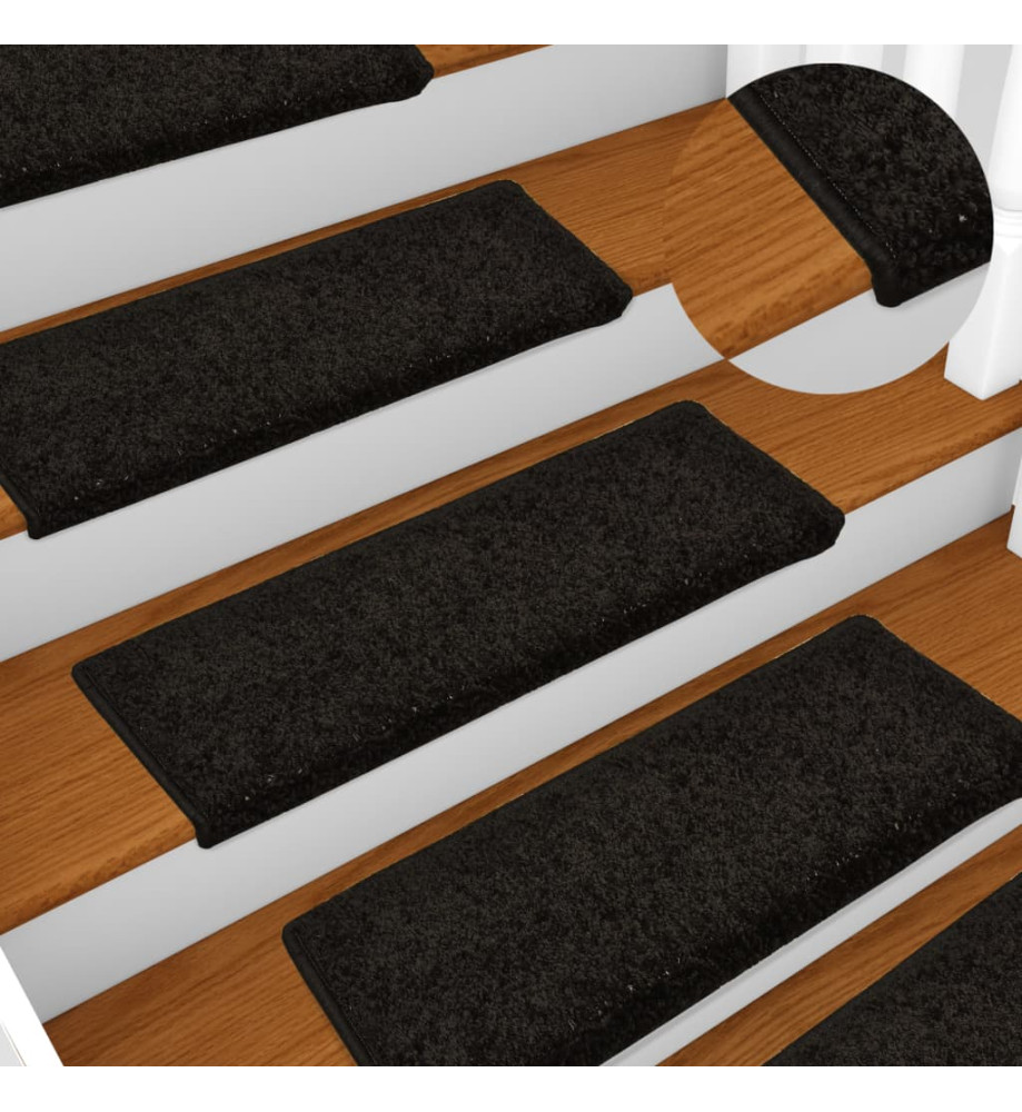 Tapis d'escalier 15 pcs 65x21x4 cm Noir