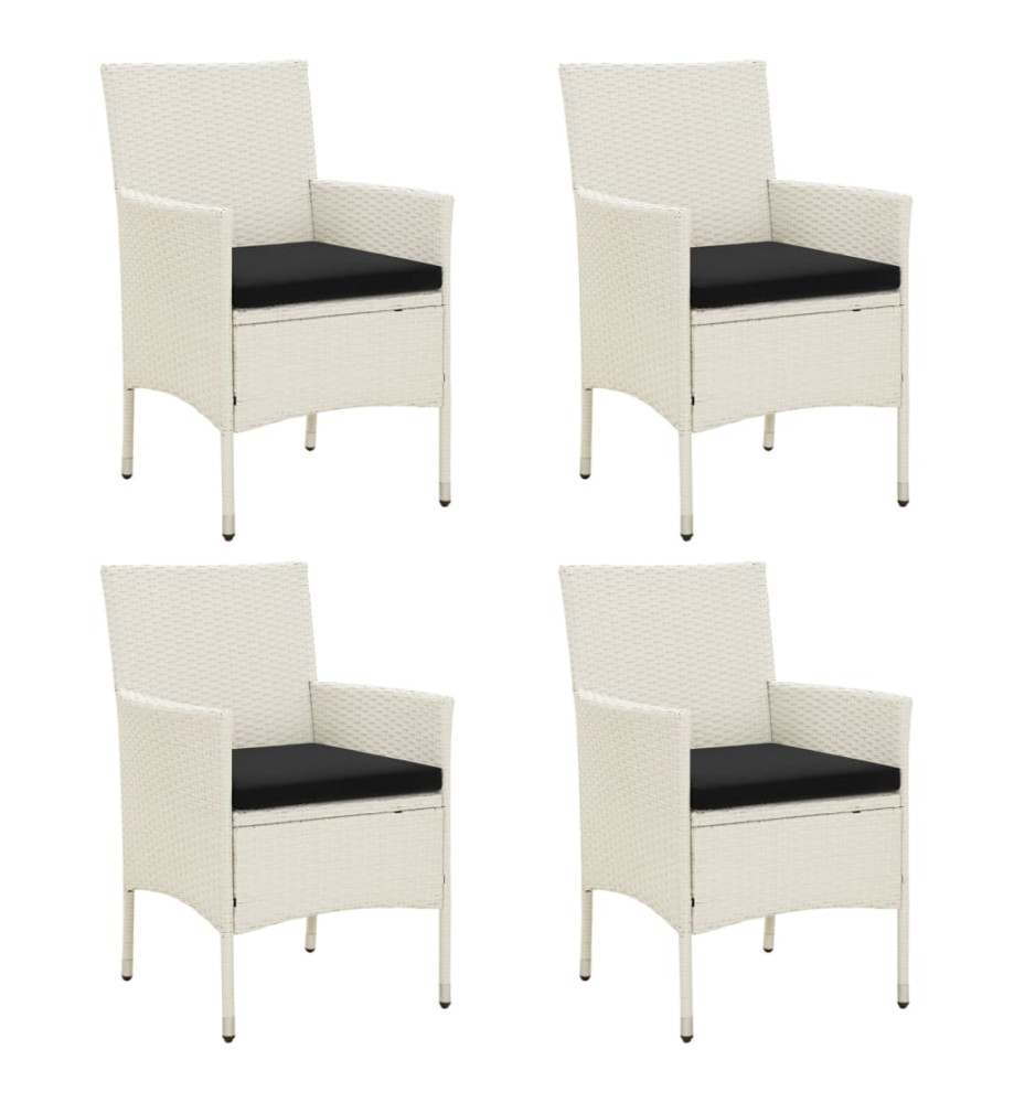 Chaises de jardin avec coussins 4 pcs Résine tressée Blanc Chaises de jardin avec coussins 4 pcs Résine tressée Blanc