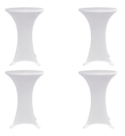 Housses élastiques de table Ø 70 cm Blanc 4 pcs