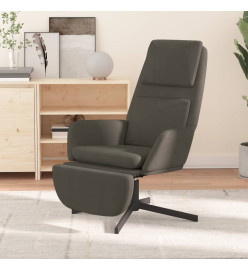 Chaise de relaxation avec repose-pied Gris foncé Velours