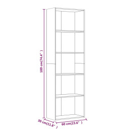Bibliothèque 5 niveaux Sonoma gris 60x30x189 cm