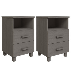 Tables de chevet HAMAR 2 pcs Gris clair 40x35x62 cm Bois massif