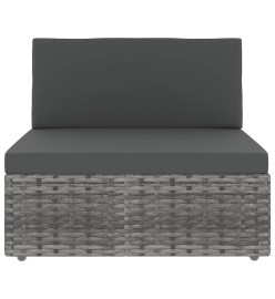 Salon de jardin 8 pcs avec coussins Gris Résine tressée