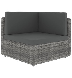 Salon de jardin 8 pcs avec coussins Gris Résine tressée