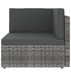 Salon de jardin 8 pcs avec coussins Gris Résine tressée