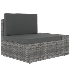 Salon de jardin 8 pcs avec coussins Gris Résine tressée