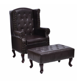 Fauteuil avec repose-pied Marron foncé Similicuir