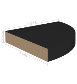 Étagère d'angle flottante noir 25x25x3,8 cm MDF