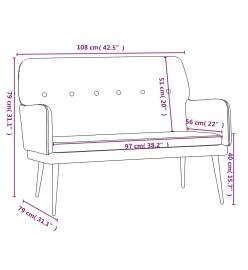 Banc Bleu 108x79x79 cm Velours