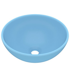 Lavabo rond de salle de bain Bleu clair mat 32,5x14cm Céramique