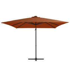 Parasol déporté avec lumières LED Terre cuite 250x250 cm