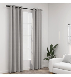 Rideaux occultants Aspect lin avec œillets 2 pcs Gris 140x245cm