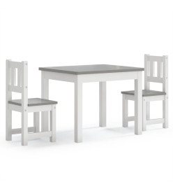 Ensemble de table et chaises enfants 3 pcs Blanc et gris MDF