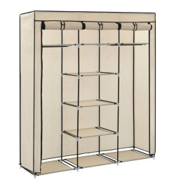 Armoire avec compartiments et barres Crème 150x45x175 cm Tissu