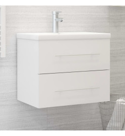 Armoire d'évier avec lavabo intégré Blanc Aggloméré