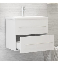 Armoire d'évier avec lavabo intégré Blanc Aggloméré