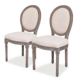 Chaises à manger lot de 2 crème tissu