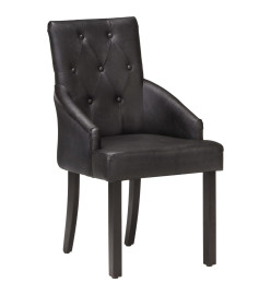 Chaises à manger lot de 6 noir cuir de chèvre véritable