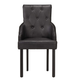 Chaises à manger lot de 6 noir cuir de chèvre véritable