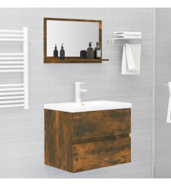 Miroir de bain Chêne fumé 60x10,5x37 cm Bois d'ingénierie