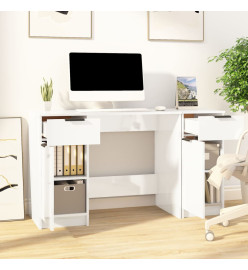 Bureau avec armoire latérale Blanc brillant Bois d'ingénierie