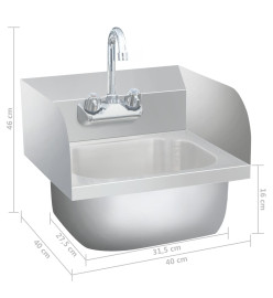 Lavabo commercial de lavage des mains avec robinet Inox