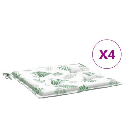 Coussins de chaise lot de 4 motif de feuilles 40x40x3 cm tissu