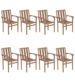 Chaises de jardin empilables avec coussins 8 pcs Teck solide