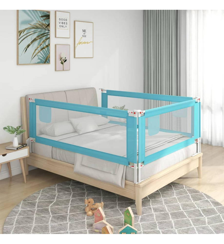 Barrière de sécurité de lit d'enfant Bleu 200x25 cm Tissu