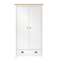 Garde-robe à 2 portes Hill Blanc 89x50x170cm Bois de pin solide