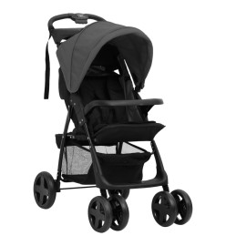 Poussette pour bébé 3-en-1 Gris foncé et noir Acier