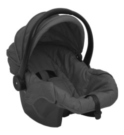 Poussette pour bébé 3-en-1 Gris foncé et noir Acier