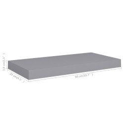 Étagères murales flottantes 2 pcs gris 50x23x3,8 cm MDF