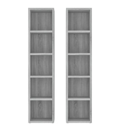 Armoires à CD 2 pcs Sonoma gris 21x16x93,5 cm Bois d'ingénierie