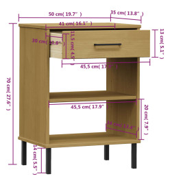 Armoire console avec pieds en métal Marron Bois pin massif OSLO