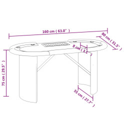 Table de poker 8 joueurs avec plateau à jetons Vert 160x80x75cm