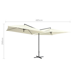 Parasol double avec mât en acier 250 x 250 cm Blanc sable