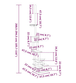Arbre à chat du sol au plafond Gris clair 268,5-294,5 cm