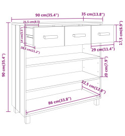 Table console HAMAR Blanc 90x35x90 cm Bois massif de pin